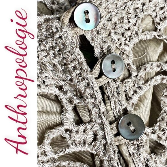 ANTHROPOLOGIE BETH BOWLEY Open Knit Nude Crochet Pencil Skirt, Size Medium - Picture 5 of 7